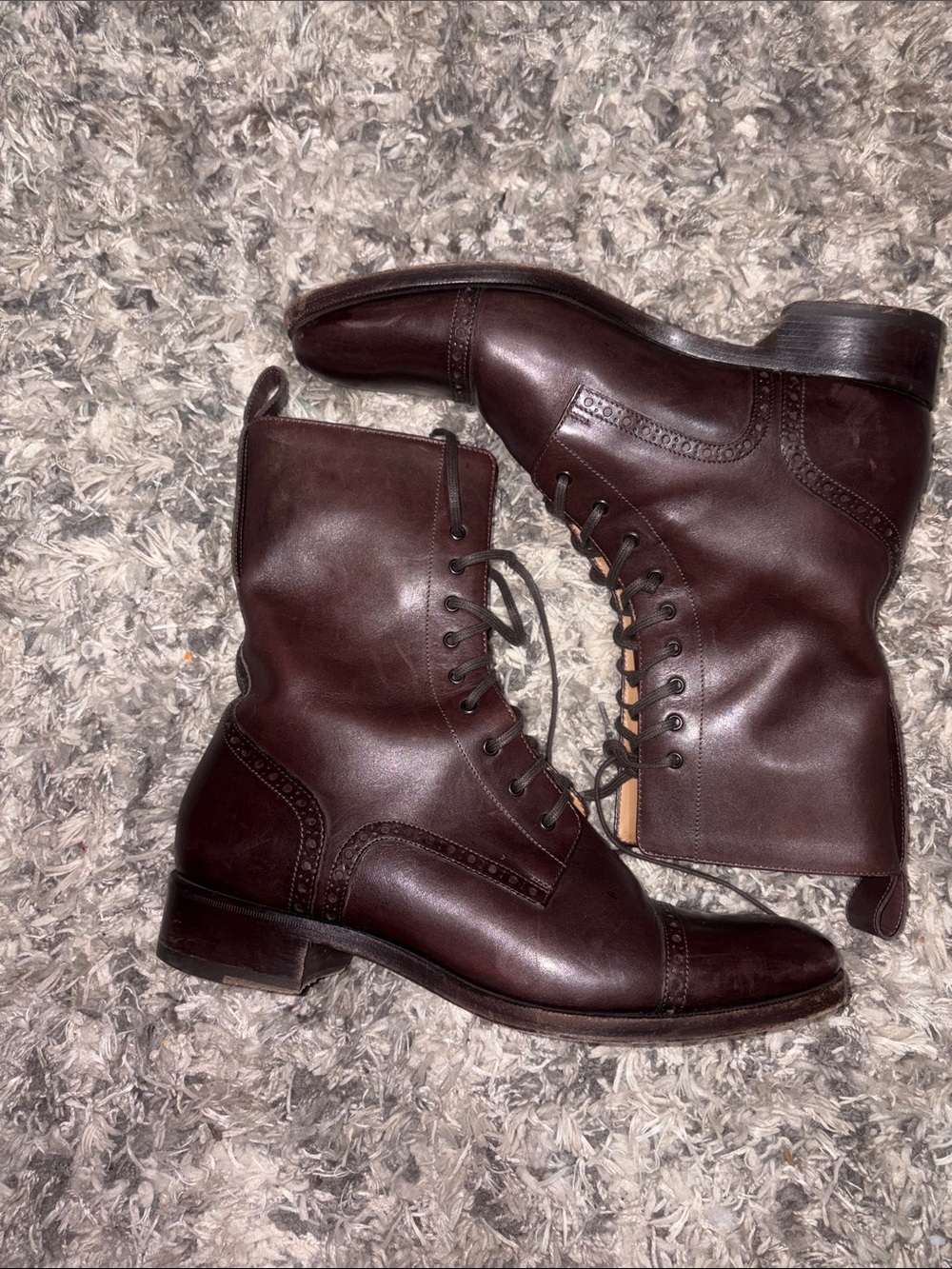 Christian Louboutin Men's Brown Leather Lace Up Ankle Boots  42